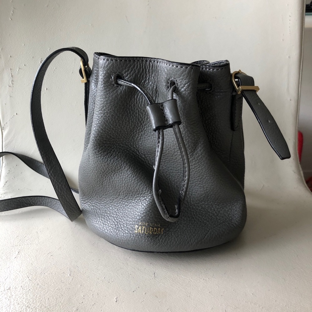 Kate spade Saturday gray bucket crossbody purse